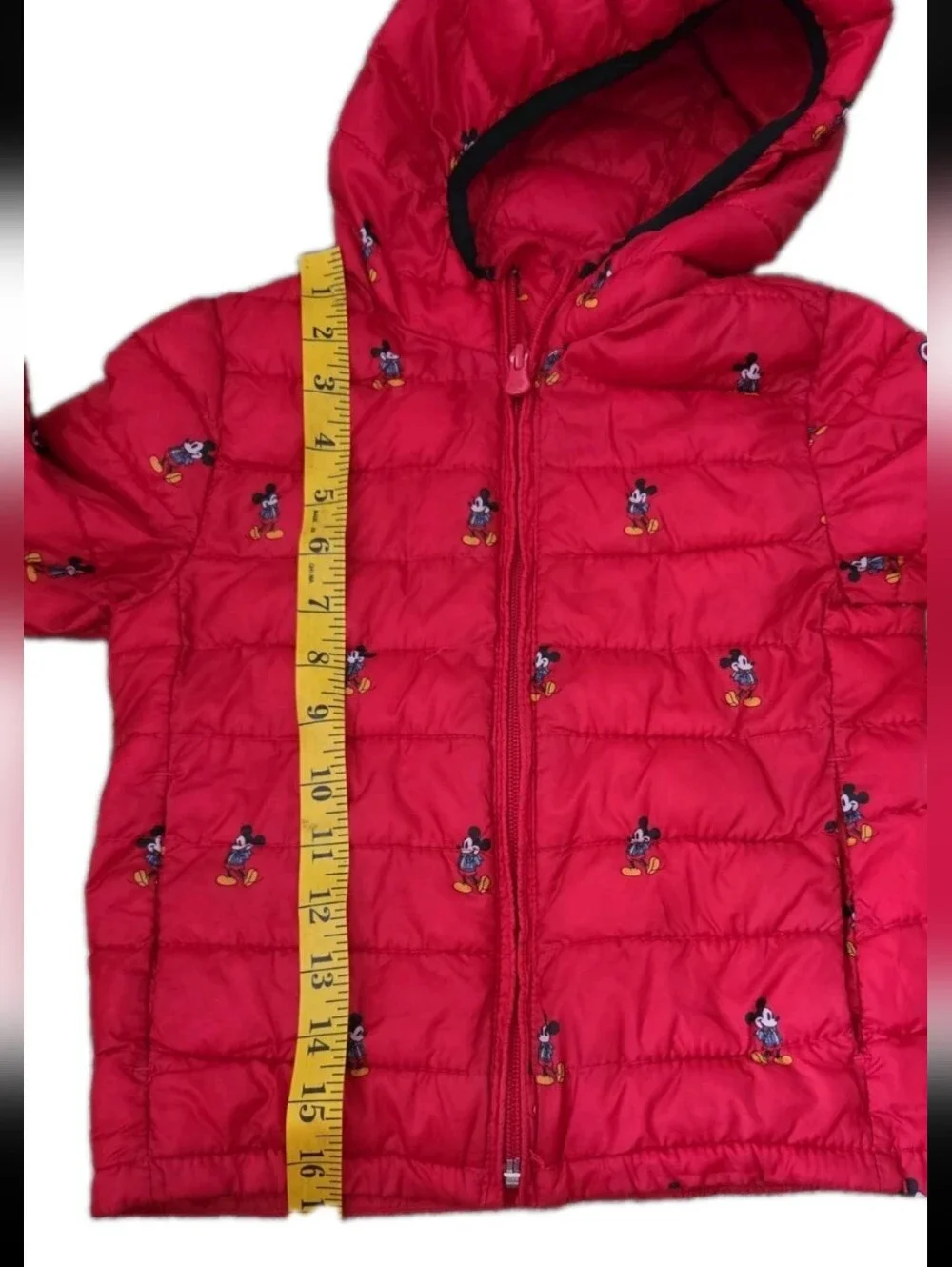 Gap Disney Kids Red Lightweight Mickey Mouse Hooded Puffer Jacket 4